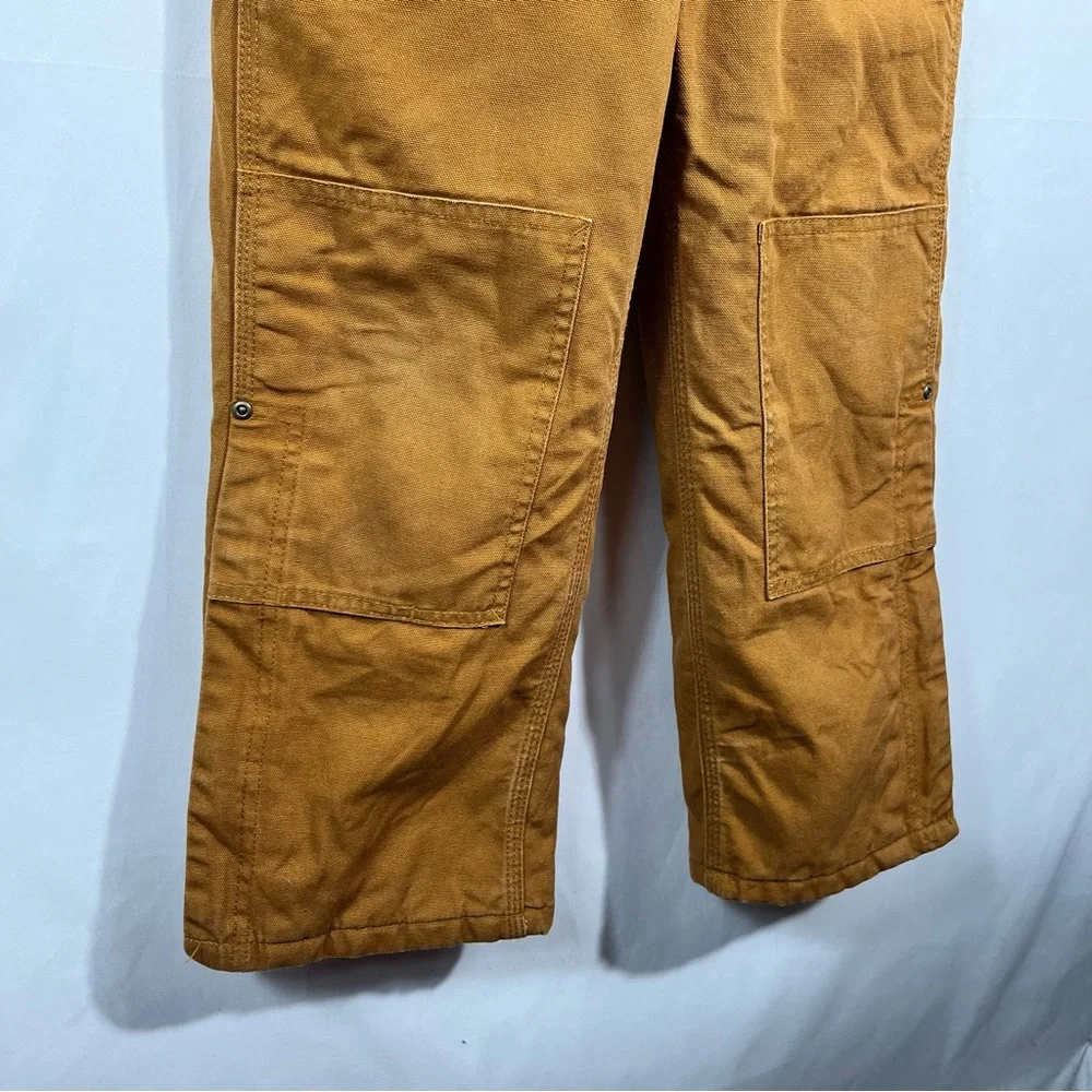 Carhartt Kids Khaki Tan Double Knee Lined Insulated Overalls  Workwear Youth 7 - Picture 2 of 7